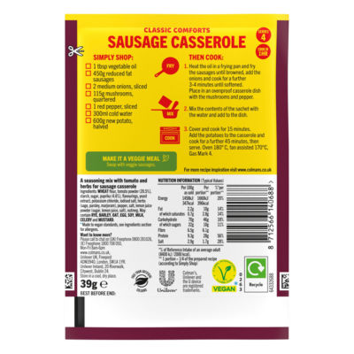 Colman's Sausage Casserole Meal Maker seasoning mix 39g - British product