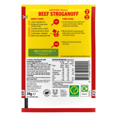 Colman's beef stroganoff sauce mix 39g - British product