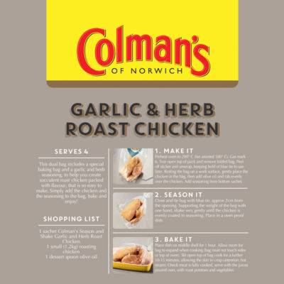 Colman's seasoning mix garlic herb roast chicken 32g, imported from the UK