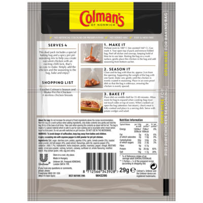 Colman's Piri Piri seasoning mix 29g - British product