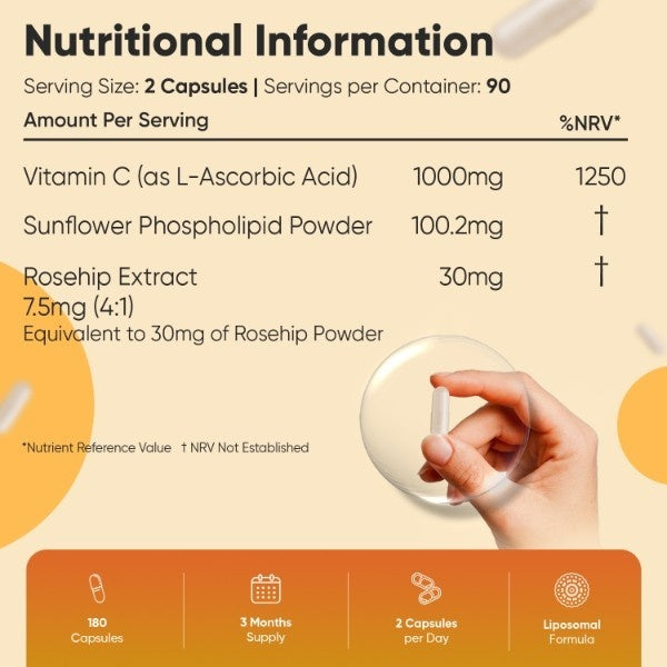 WeightWorld Liposomal Vitamin C 1000mg 180 Capsules - British product