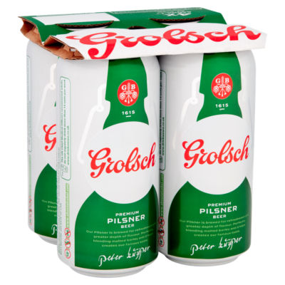 Grolsch Premium Pilsner beer cans 4x440ml, UK version