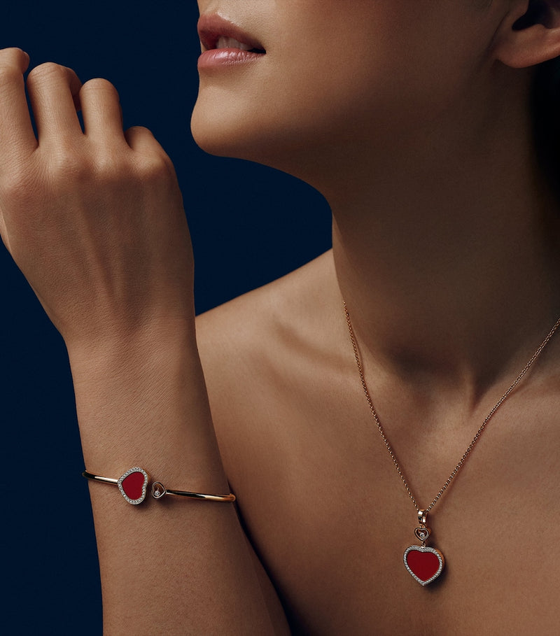 Chopard Happy Hearts rose gold diamond pendant, imported from the UK