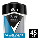 ASDA Sure Men Maximum Protection Anti-Perspirant Cream Clean Scent 45ml- Buy online at McGrocer