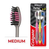 Colgate ZigZag Black Medium manual toothbrush pack of 3 - British product
