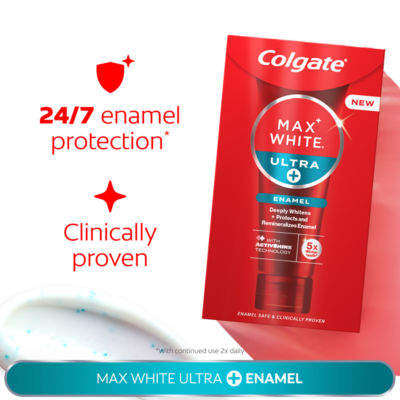 Colgate Max White Ultra+ Enamel whitening toothpaste 75ml, imported from the UK