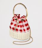 Jimmy Choo Bon Bon canvas raffia top-handle bag, UK version