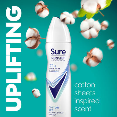 Sure antiperspirant aerosol Cotton Dry 150 ml (British brand)