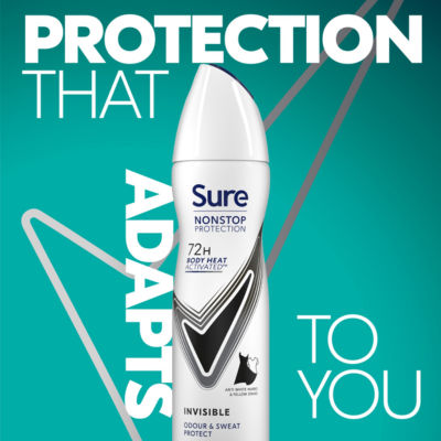 Sure Nonstop Protection Invisible Black & White anti-perspirant spray 150 ml (British brand)