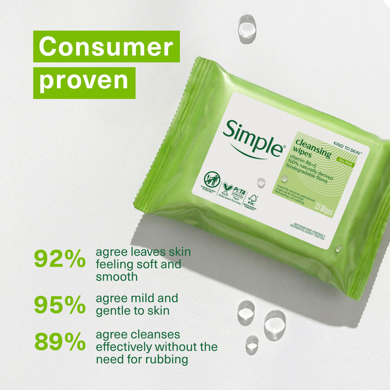 Simple Kind to Skin Biodegradable Cleansing Wipes 50 (British brand)