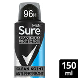 Sure Anti-Perspirant Spray Clean Scent 150 ml (British brand)