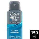 ASDA Dove Men+Care Advanced Anti-Perspirant Clean Comfort Deodorant Spray 150ml- Buy online at McGrocer