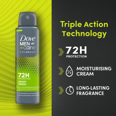 Dove Sport Fresh antiperspirant aerosol 150ml, imported from the UK