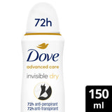 ASDA Dove Advanced Care Invisible Dry Anti-Perspirant Spray 150ml- Buy online at McGrocer