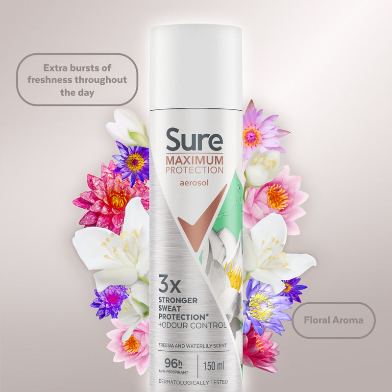 Sure anti-perspirant aerosol Freesia & Waterlily 150 ml (British brand)