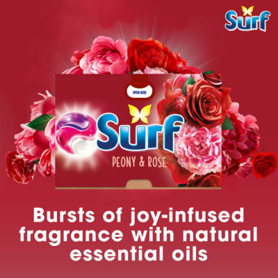 Surf Peony and Rose laundry detergent capsules 15 washes, UK version