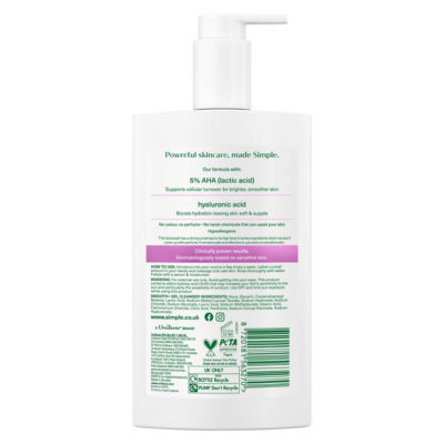 Simple Smooth+ Gel Facial Cleanser 240ml - British product