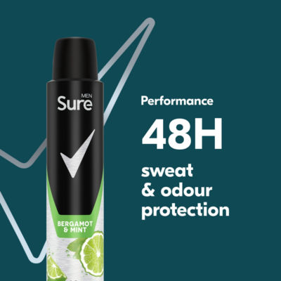 Sure Bergamot & Mint antiperspirant spray 200 ml (British brand)