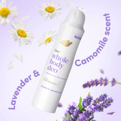 Dove lavender camomile whole body deodorant spray 150 ml, UK version