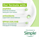 Simple Kind to Skin SPF 50 peptide moisturiser 40ml, UK version