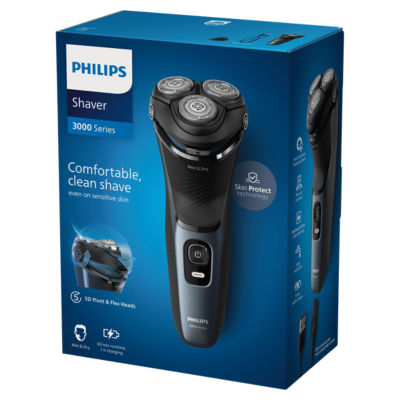 Philips Series 3000 electric shaver with 5D flex heads and pop-up trimmer, imported from the UK