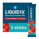 Liquid I.V. strawberry electrolyte powder mix 3 sachets, imported from the UK