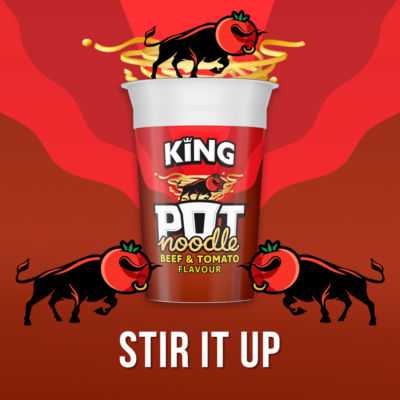 Pot Noodle beef & tomato instant noodle pot 114g, imported from the UK