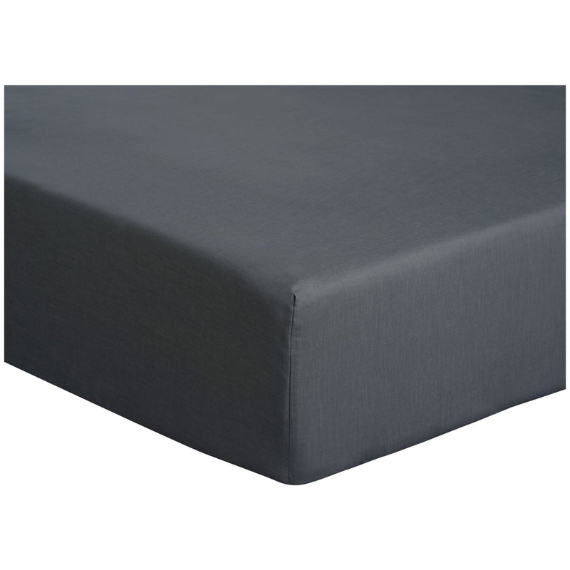 Habitat Cotton Rich 180 TC Plain Charcoal Fitted Sheet- King