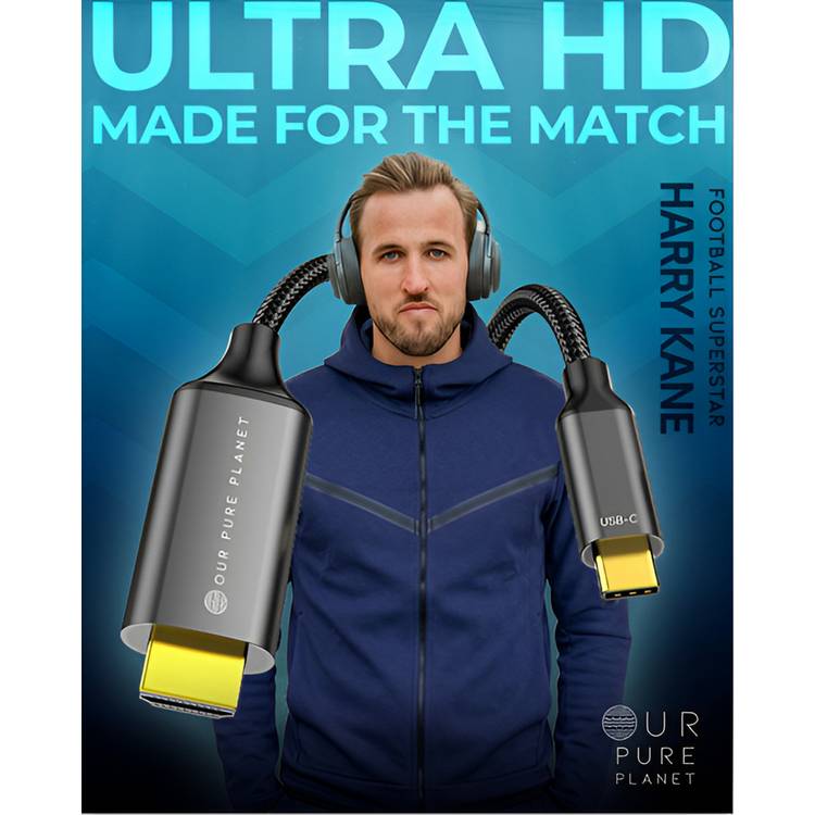 Our Pure Planet USB-C to HDMI cable 2m black - British product