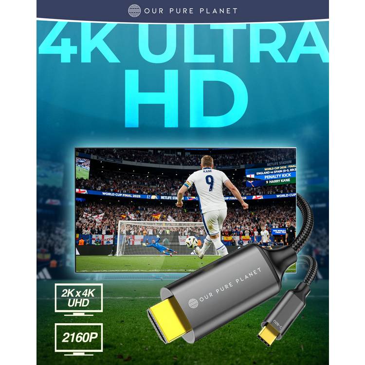 Our Pure Planet USB-C to HDMI cable 2m black - British product