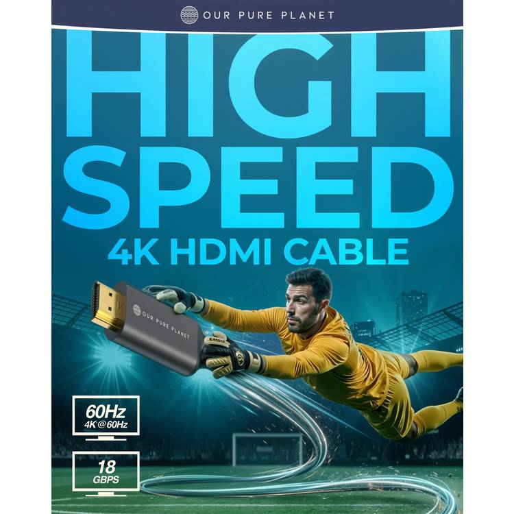 Our Pure Planet USB-C to HDMI cable 2m black - British product