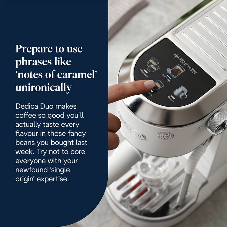 De'Longhi Dedica Duo espresso machine 15cm wide, imported from the UK