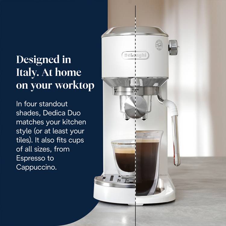 De'Longhi Dedica Duo espresso machine 15cm wide, imported from the UK