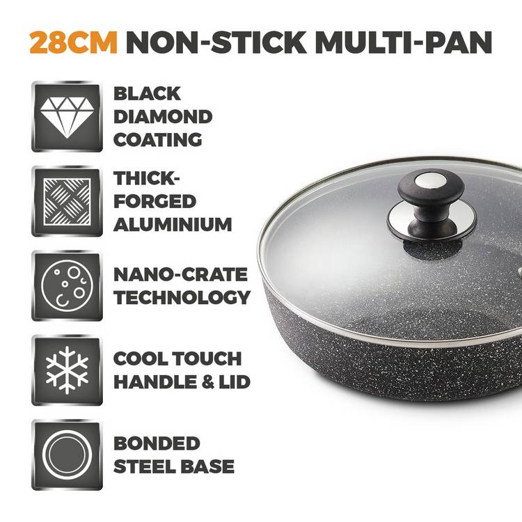 Tower Precision 28cm sauté pan with glass lid - British product