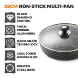 Tower Precision 28cm sauté pan with glass lid - British product