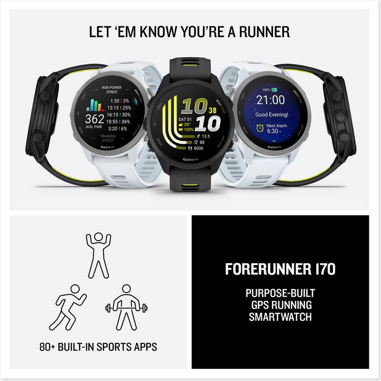 Garmin Forerunner 170 GPS running smartwatch Whitestone Cloud Blue - British product
