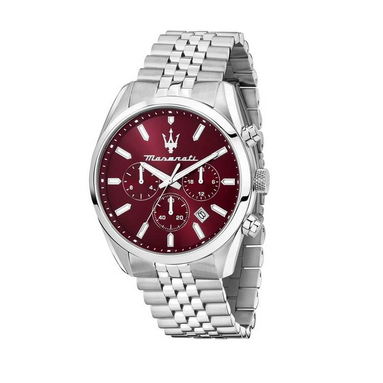 Maserati men's burgundy dial stainless steel bracelet watch - British product