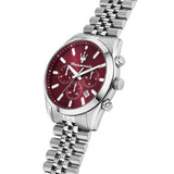Maserati men's burgundy dial stainless steel bracelet watch - British product