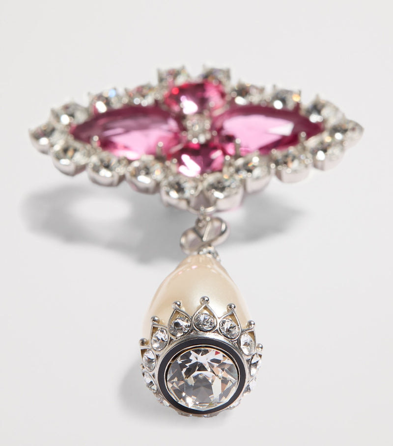Valentino Garavani crystal drop earrings silver-tone bronze, imported from the UK