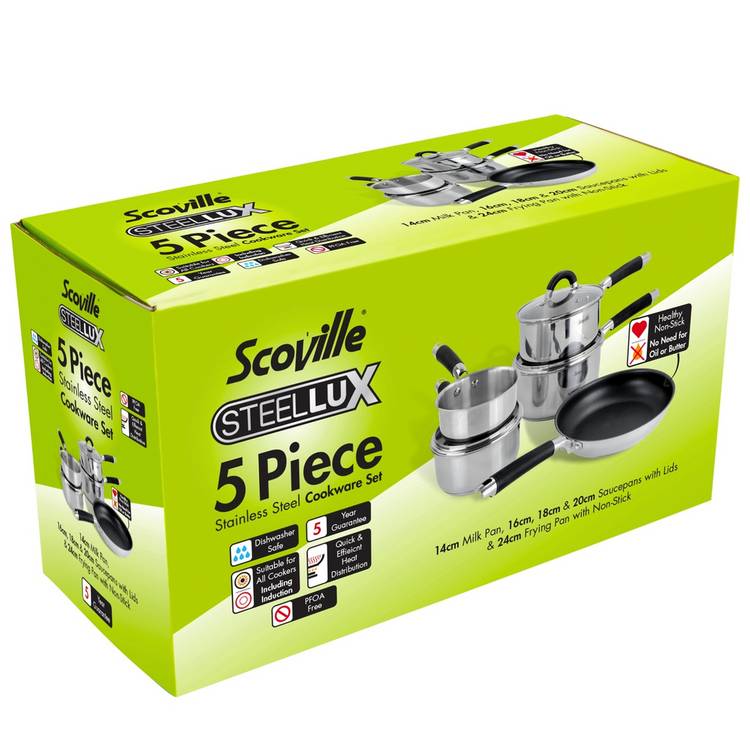 Scoville Steellux 5-piece pan set, UK version