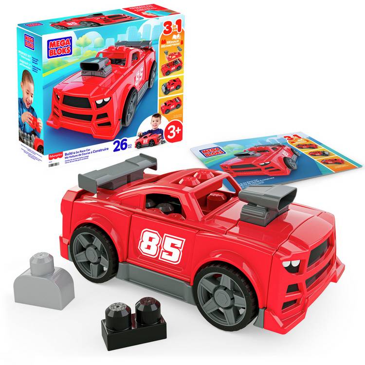 MEGA BLOKS Build & Go Race Car toy with 26 blocks - British product
