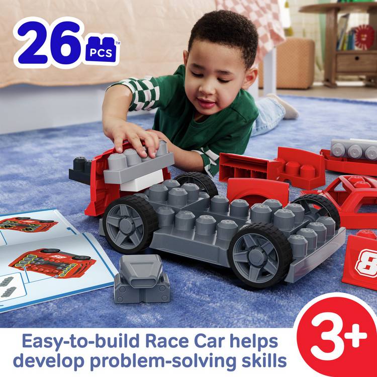 MEGA BLOKS Build & Go Race Car toy with 26 blocks - British product
