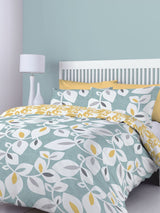 Next Catherine Lansfield Teal Blue Inga Leaf Duvet Cover and Pillowcase Set- Buy online at McGrocer