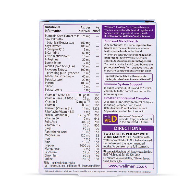 Vitabiotics Wellman Prostace Men's Tablets 60 Tablets (British brand)