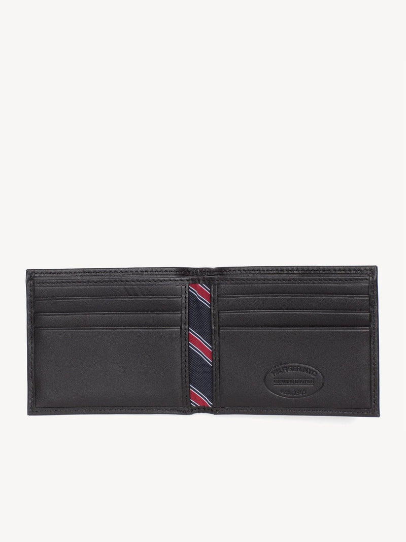 Tommy Hilfiger schwarze Leder Mini Eton Geldbörse mit geprägtem Logo (britische Marke)