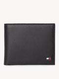Tommy Hilfiger schwarze Leder Mini Eton Geldbörse mit geprägtem Logo (britische Marke)