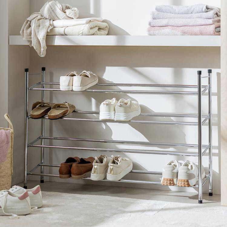 Argos Home Yori extendable chrome shoe rack, UK version