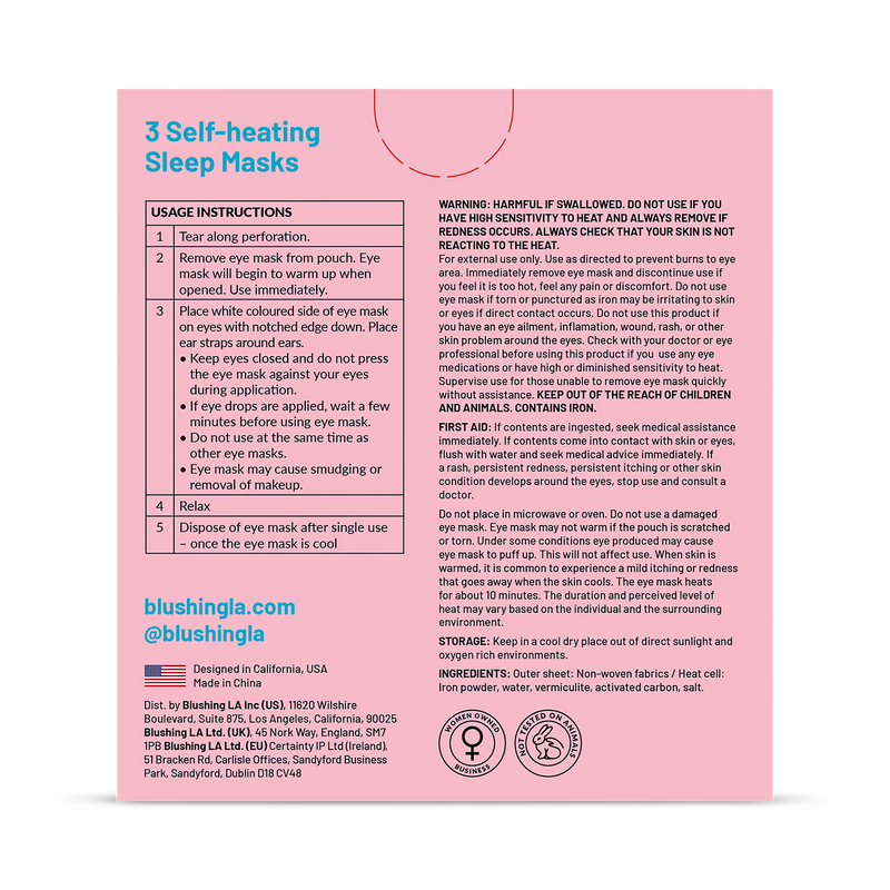 Shut Eye self-warming eye masks 3-pack, UK version