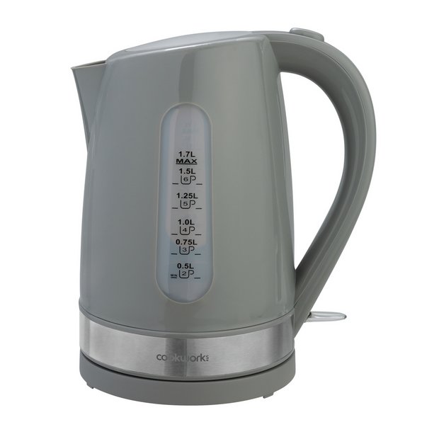 Cookworks plastic illuminated kettle 1.7 litre grey, UK version