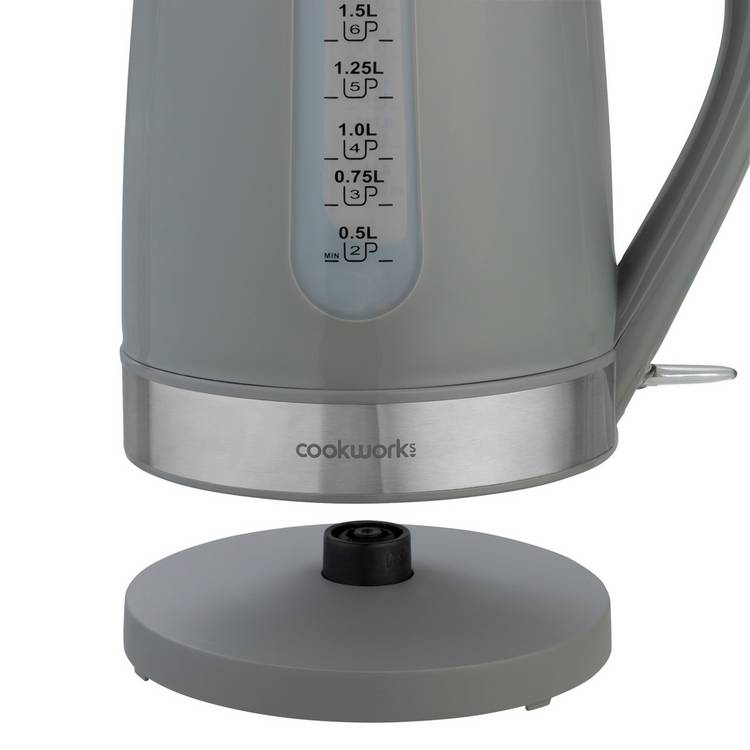 Cookworks plastic illuminated kettle 1.7 litre grey, UK version